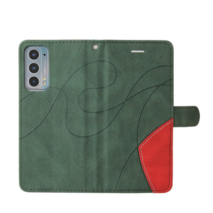 KT Leather Series-1 Splicing Color PU Leather Wallet Magnetic Flip Phone Cover with Stand and Strap for Motorola Edge 20