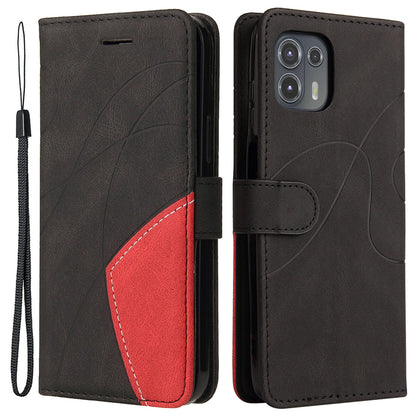 For Motorola Edge 20 Lite KT Leather Series-1 Dual-Color Splicing Design PU Leather Wallet Anti-Scratch Protective Case with Stand and Strap