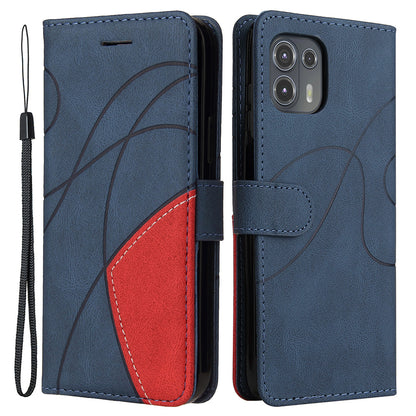 For Motorola Edge 20 Lite KT Leather Series-1 Dual-Color Splicing Design PU Leather Wallet Anti-Scratch Protective Case with Stand and Strap