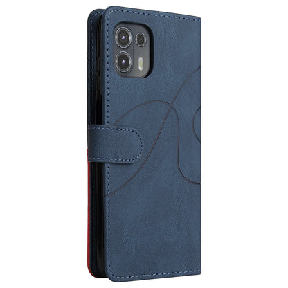 For Motorola Edge 20 Lite KT Leather Series-1 Dual-Color Splicing Design PU Leather Wallet Anti-Scratch Protective Case with Stand and Strap