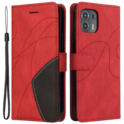 For Motorola Edge 20 Lite KT Leather Series-1 Dual-Color Splicing Design PU Leather Wallet Anti-Scratch Protective Case with Stand and Strap