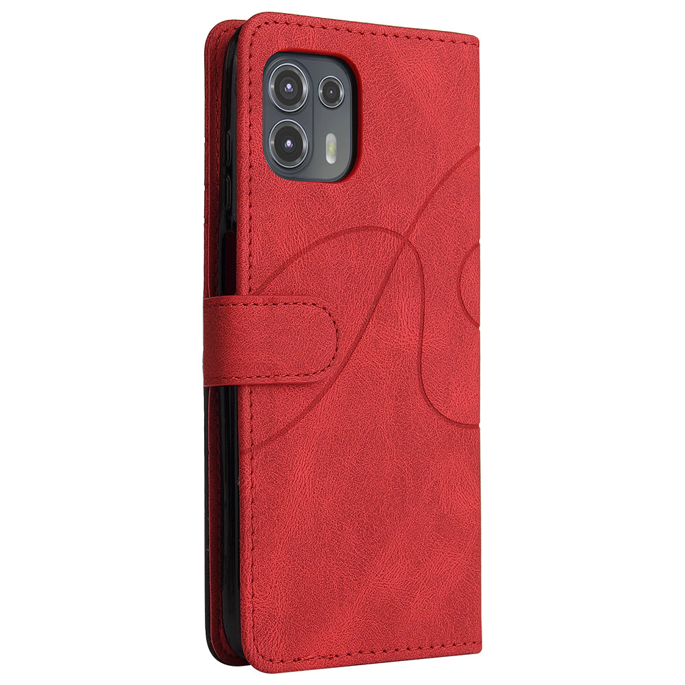 For Motorola Edge 20 Lite KT Leather Series-1 Dual-Color Splicing Design PU Leather Wallet Anti-Scratch Protective Case with Stand and Strap