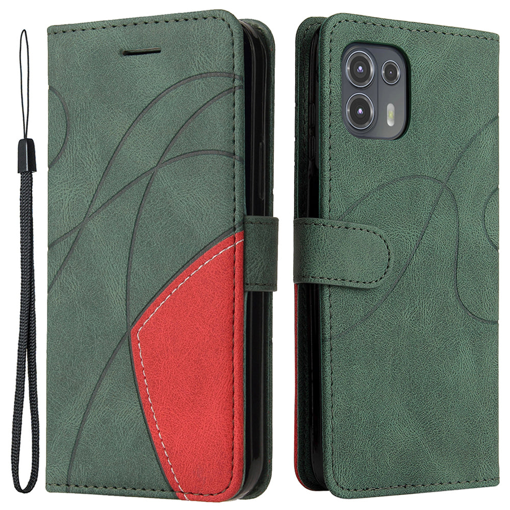 For Motorola Edge 20 Lite KT Leather Series-1 Dual-Color Splicing Design PU Leather Wallet Anti-Scratch Protective Case with Stand and Strap