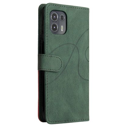 For Motorola Edge 20 Lite KT Leather Series-1 Dual-Color Splicing Design PU Leather Wallet Anti-Scratch Protective Case with Stand and Strap