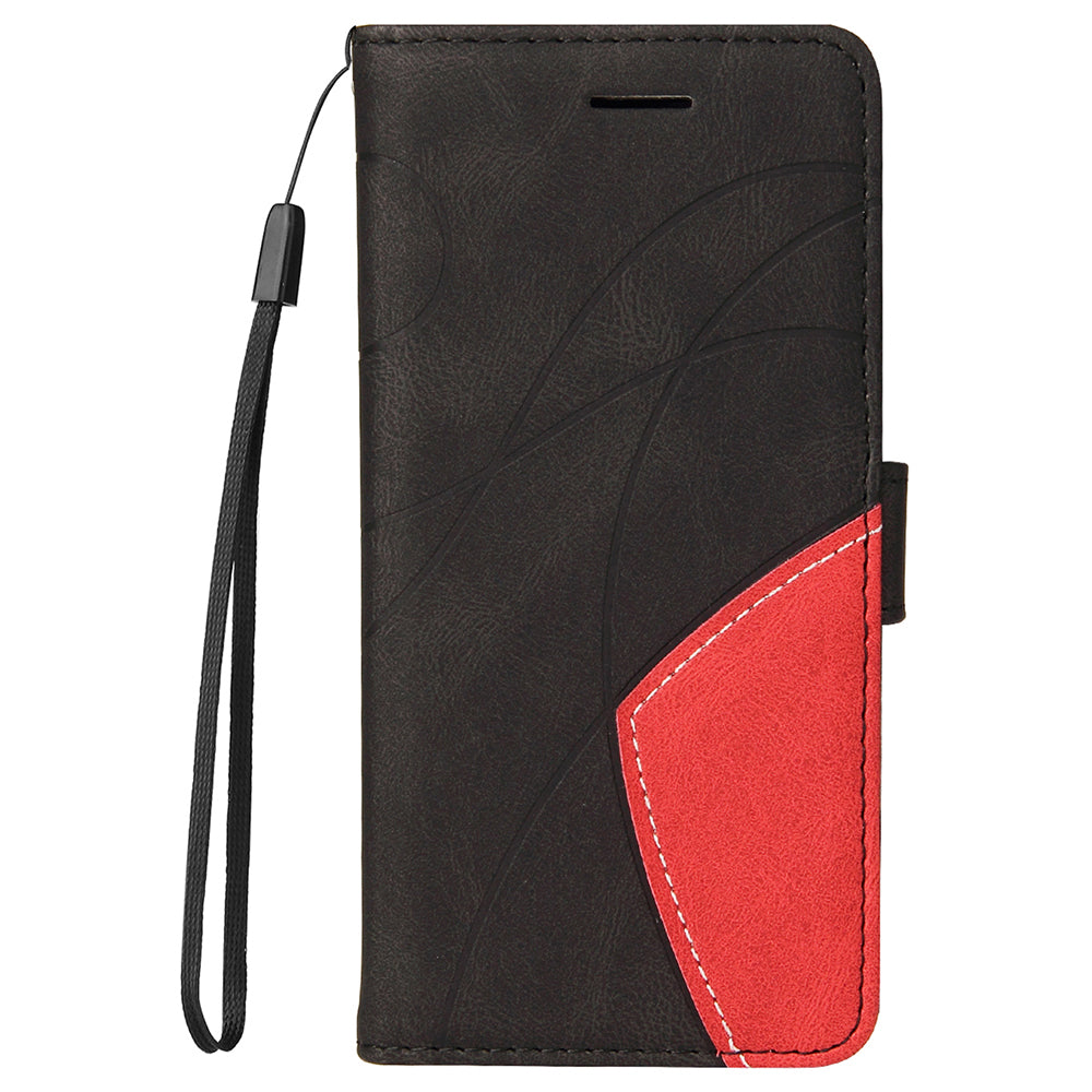 KT Leather Series-1 Dual-Color Splicing PU Leather Wallet Case for Motorola Edge 20 Pro, Folio Flip Stand Shockproof Protective Cover with Strap