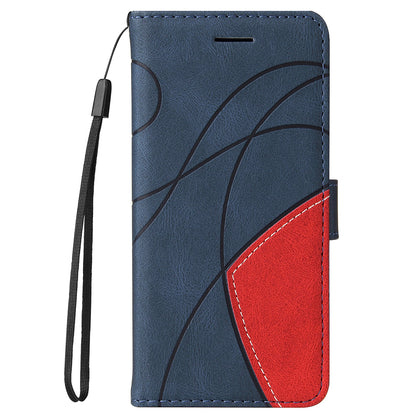 KT Leather Series-1 Dual-Color Splicing PU Leather Wallet Case for Motorola Edge 20 Pro, Folio Flip Stand Shockproof Protective Cover with Strap