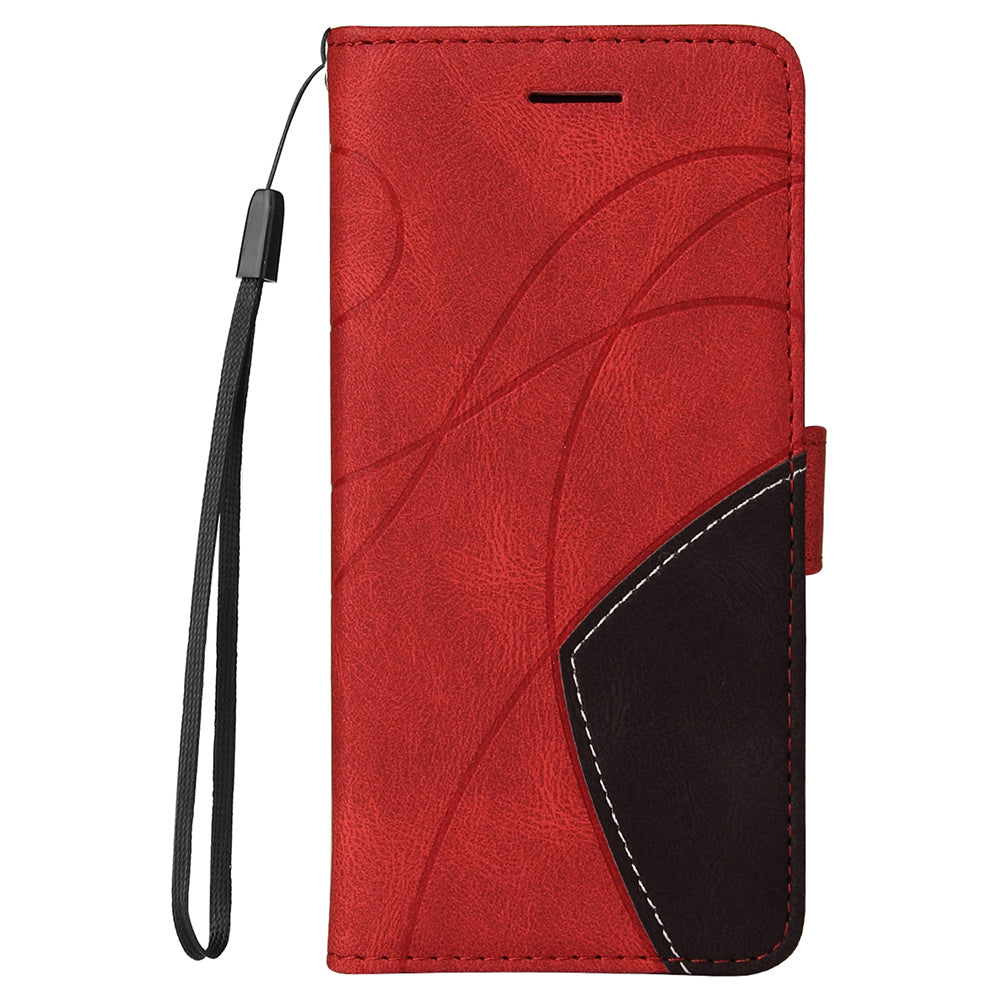 KT Leather Series-1 Dual-Color Splicing PU Leather Wallet Case for Motorola Edge 20 Pro, Folio Flip Stand Shockproof Protective Cover with Strap