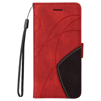 KT Leather Series-1 Dual-Color Splicing PU Leather Wallet Case for Motorola Edge 20 Pro, Folio Flip Stand Shockproof Protective Cover with Strap