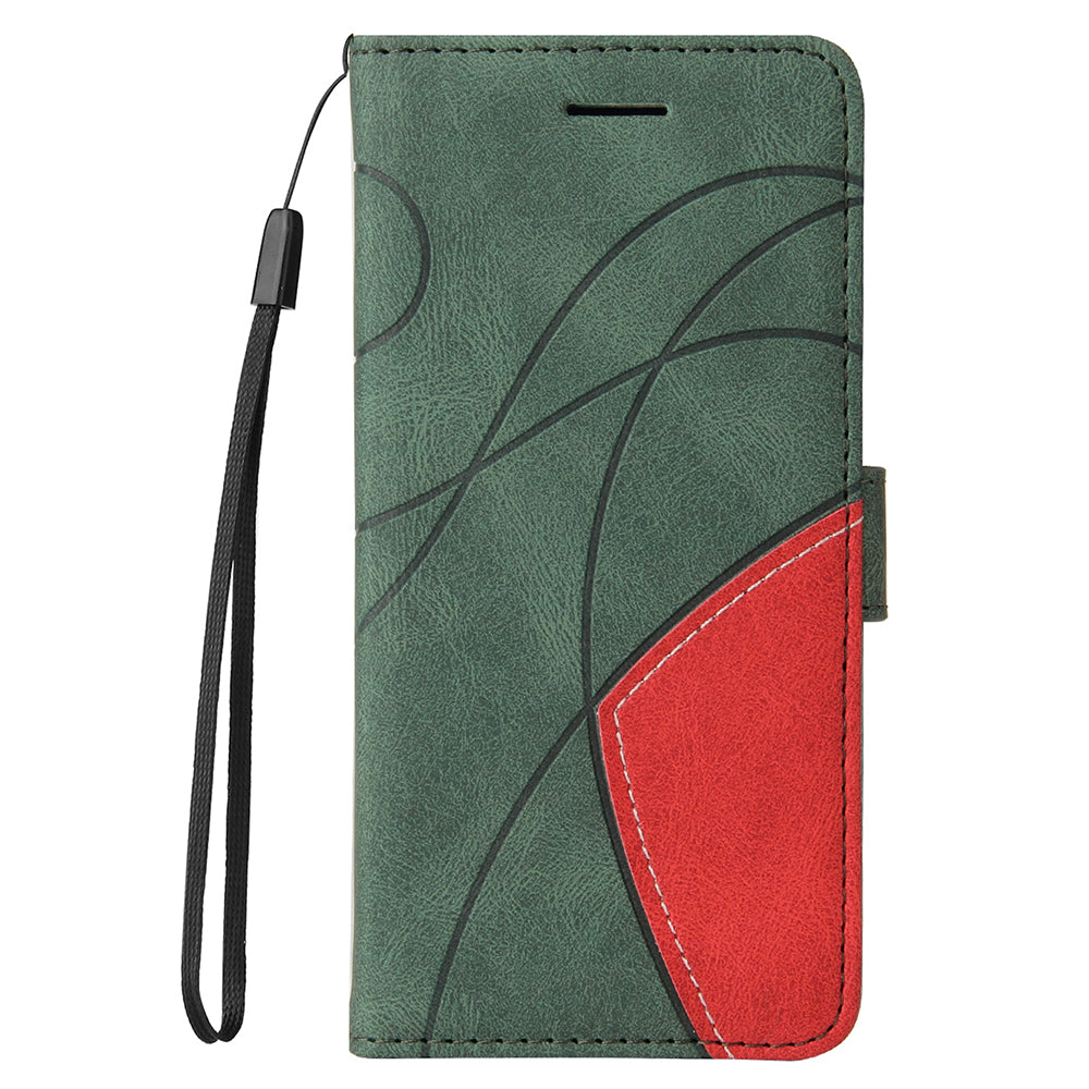 KT Leather Series-1 Dual-Color Splicing PU Leather Wallet Case for Motorola Edge 20 Pro, Folio Flip Stand Shockproof Protective Cover with Strap