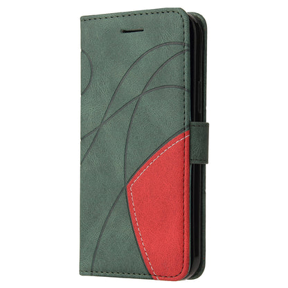 KT Leather Series-1 Dual-Color Splicing PU Leather Wallet Case for Motorola Edge 20 Pro, Folio Flip Stand Shockproof Protective Cover with Strap