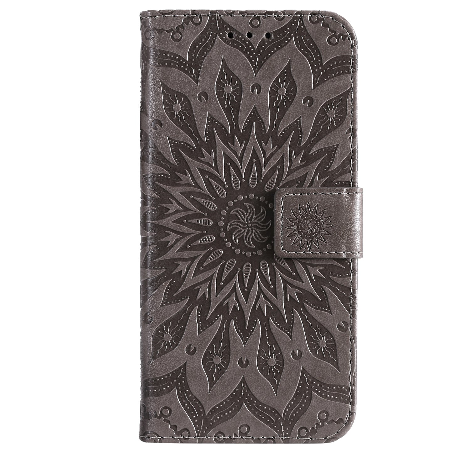 Fashionable KT Imprinting Flower Series-1 Sunflower Imprint Handy Strap PU Leather Wallet Stand Phone Shell for Motorola Edge 20