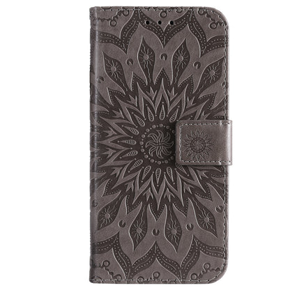 Fashionable KT Imprinting Flower Series-1 Sunflower Imprint Handy Strap PU Leather Wallet Stand Phone Shell for Motorola Edge 20