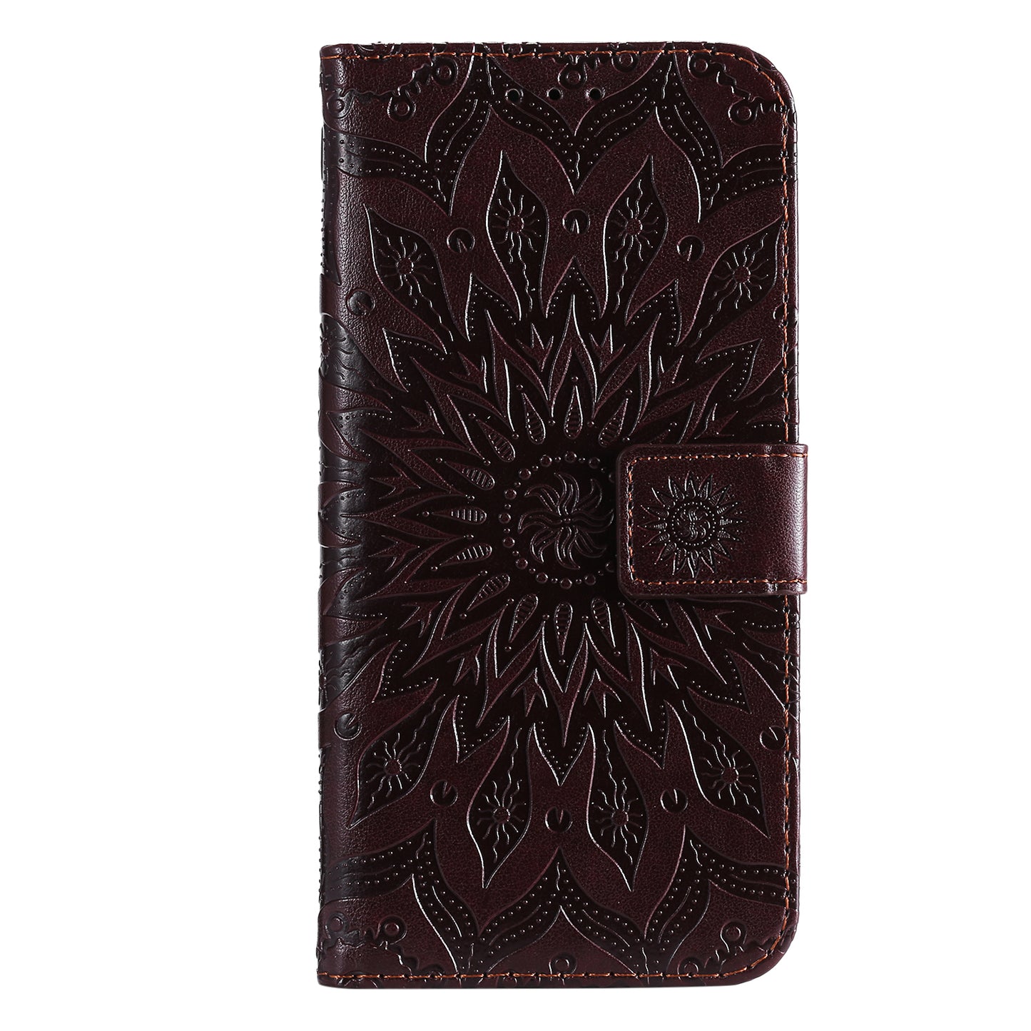 Fashionable KT Imprinting Flower Series-1 Sunflower Imprint Handy Strap PU Leather Wallet Stand Phone Shell for Motorola Edge 20