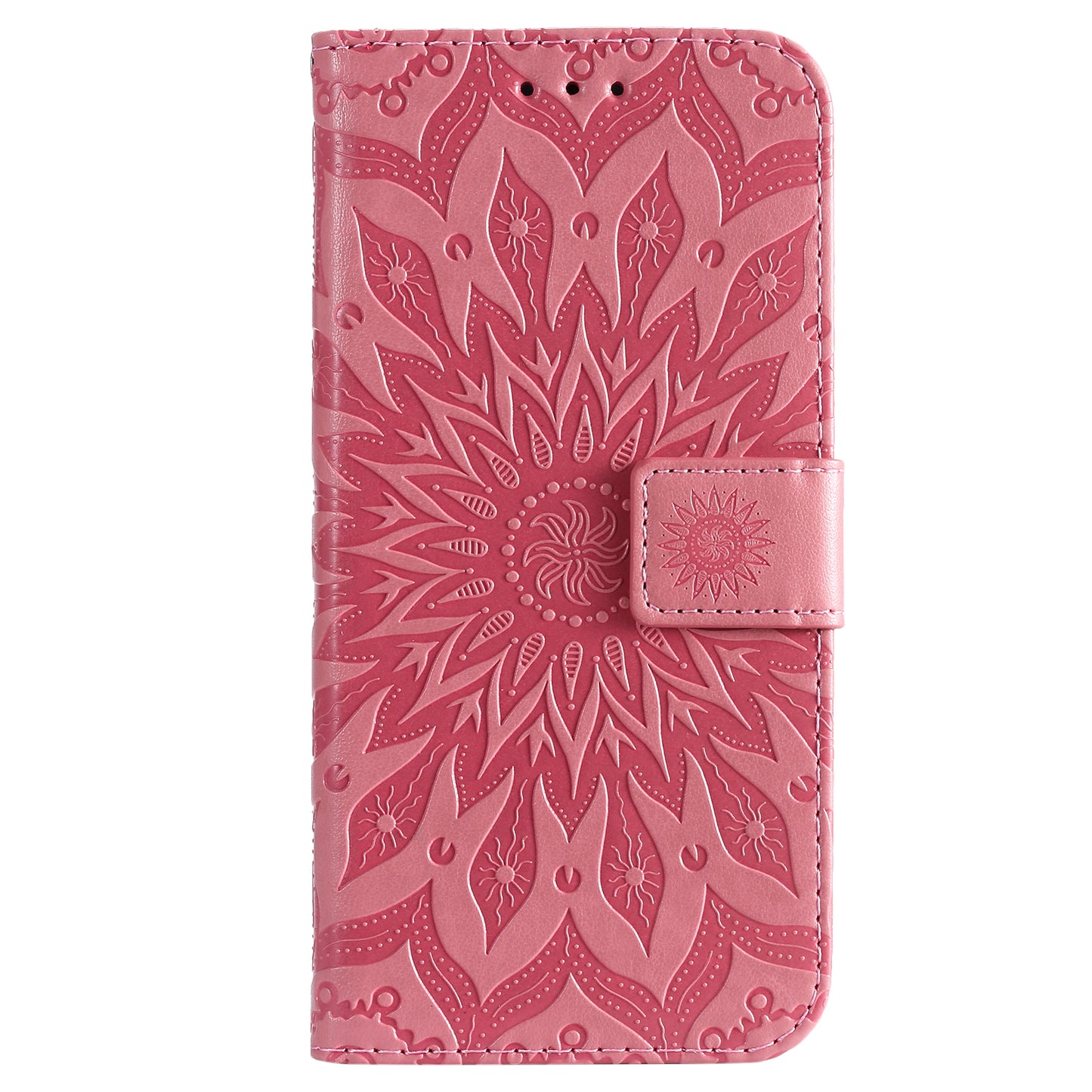 Fashionable KT Imprinting Flower Series-1 Sunflower Imprint Handy Strap PU Leather Wallet Stand Phone Shell for Motorola Edge 20