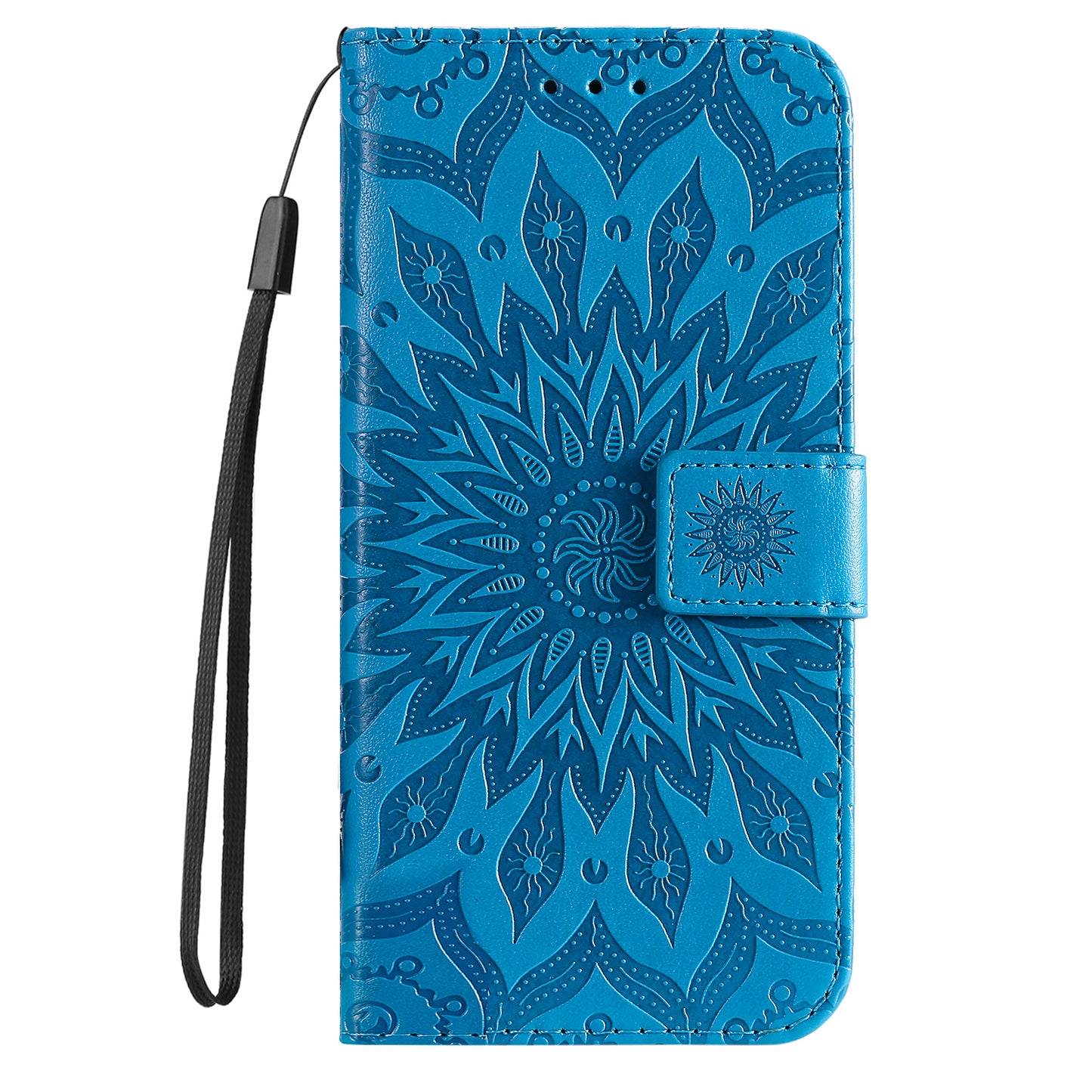 Fashionable KT Imprinting Flower Series-1 Sunflower Imprint Handy Strap PU Leather Wallet Stand Phone Shell for Motorola Edge 20