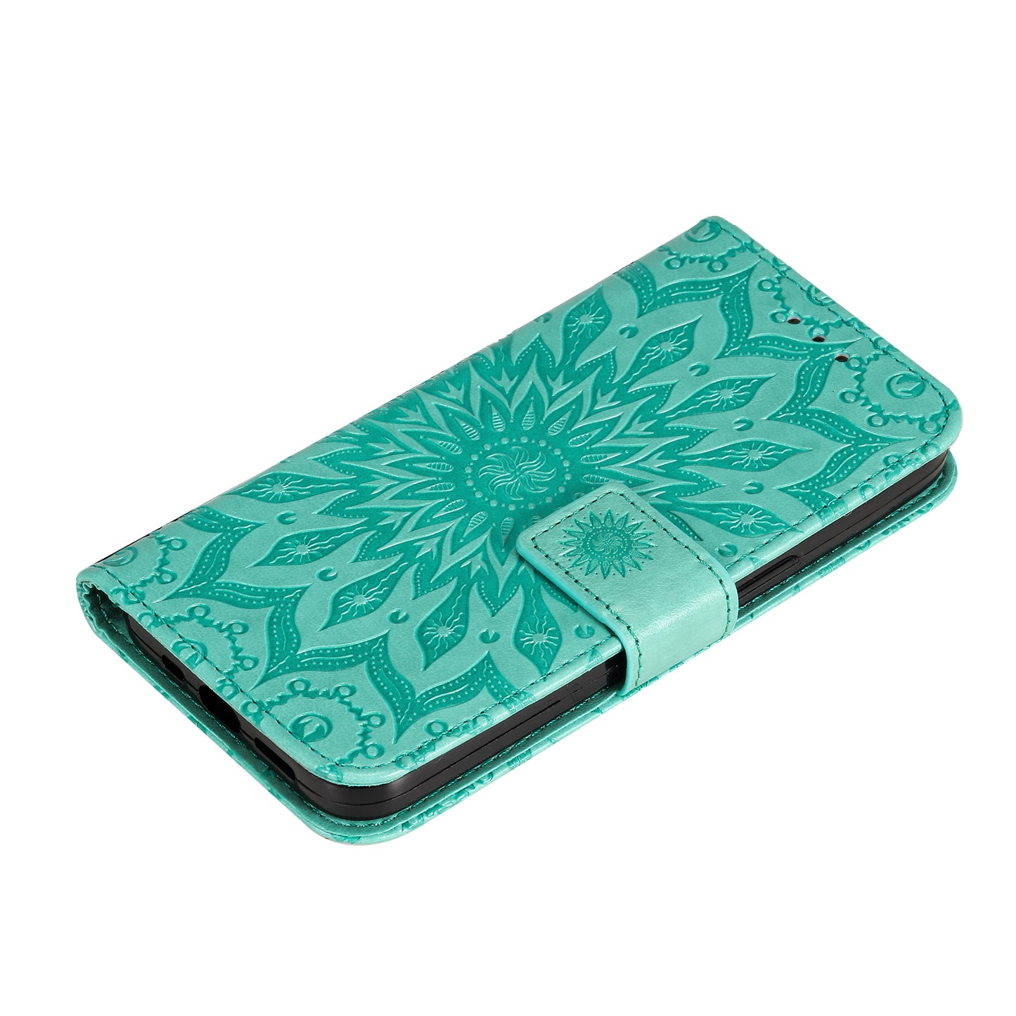 Fashionable KT Imprinting Flower Series-1 Sunflower Imprint Handy Strap PU Leather Wallet Stand Phone Shell for Motorola Edge 20