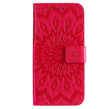 Fashionable KT Imprinting Flower Series-1 Sunflower Imprint Handy Strap PU Leather Wallet Stand Phone Shell for Motorola Edge 20