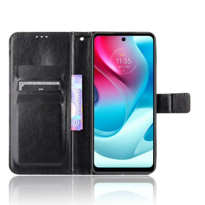 Shockproof Anti-Drop Crazy Horse Texture Leather Wallet Wrist Strap Design Phone Case with Stand for Motorola Moto G60S