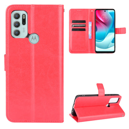 Shockproof Anti-Drop Crazy Horse Texture Leather Wallet Wrist Strap Design Phone Case with Stand for Motorola Moto G60S