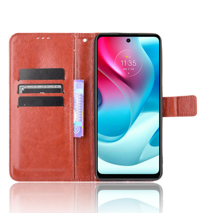 Shockproof Anti-Drop Crazy Horse Texture Leather Wallet Wrist Strap Design Phone Case with Stand for Motorola Moto G60S