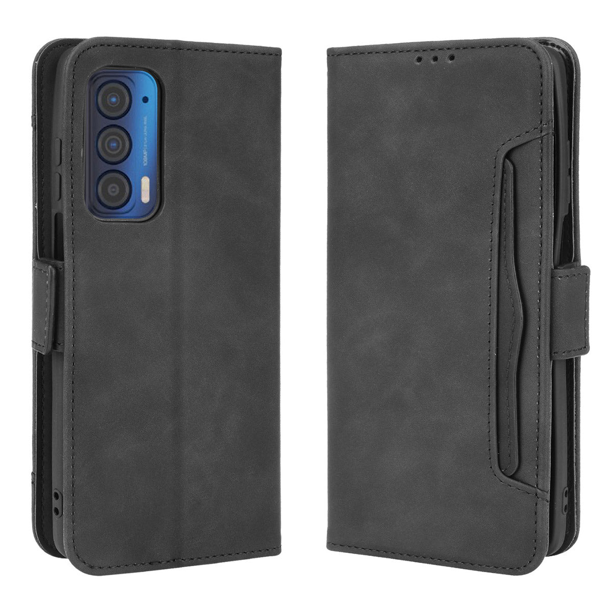 For Motorola Edge (2021) All-Inclusive Multiple Card Slots Design Leather Phone Wallet Stand Protective Case