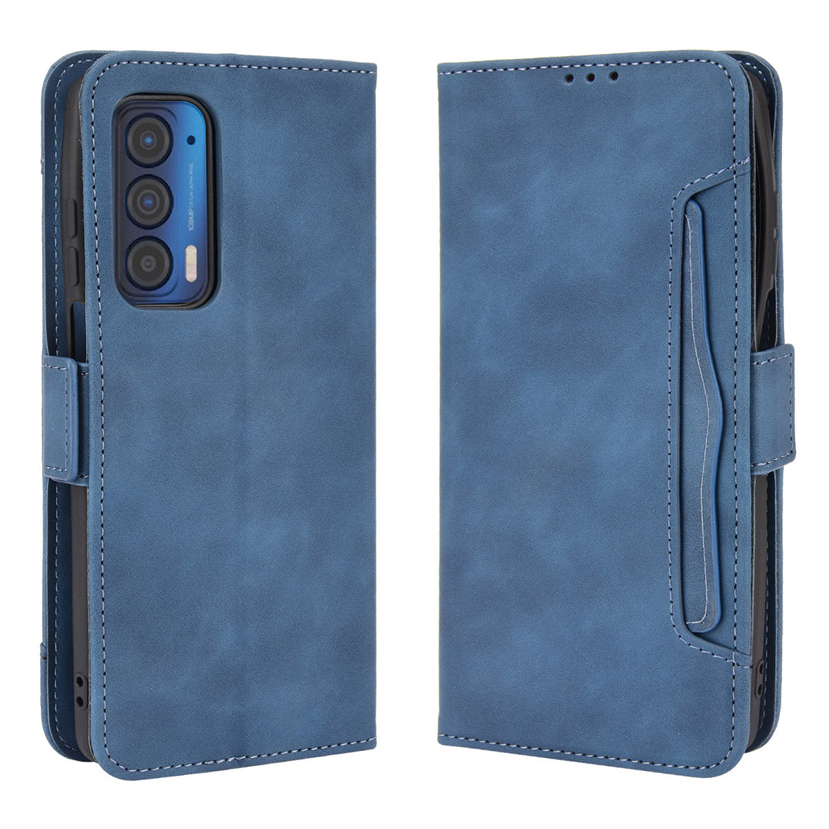 For Motorola Edge (2021) All-Inclusive Multiple Card Slots Design Leather Phone Wallet Stand Protective Case