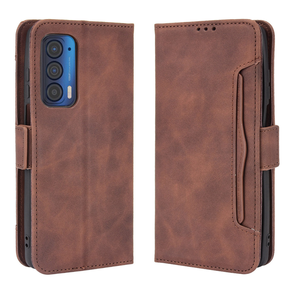 For Motorola Edge (2021) All-Inclusive Multiple Card Slots Design Leather Phone Wallet Stand Protective Case