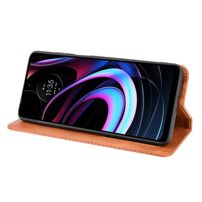 Vintage Style Strong Magnet Phone Stand Case Leather Cover with Wallet for Motorola Edge (2021)