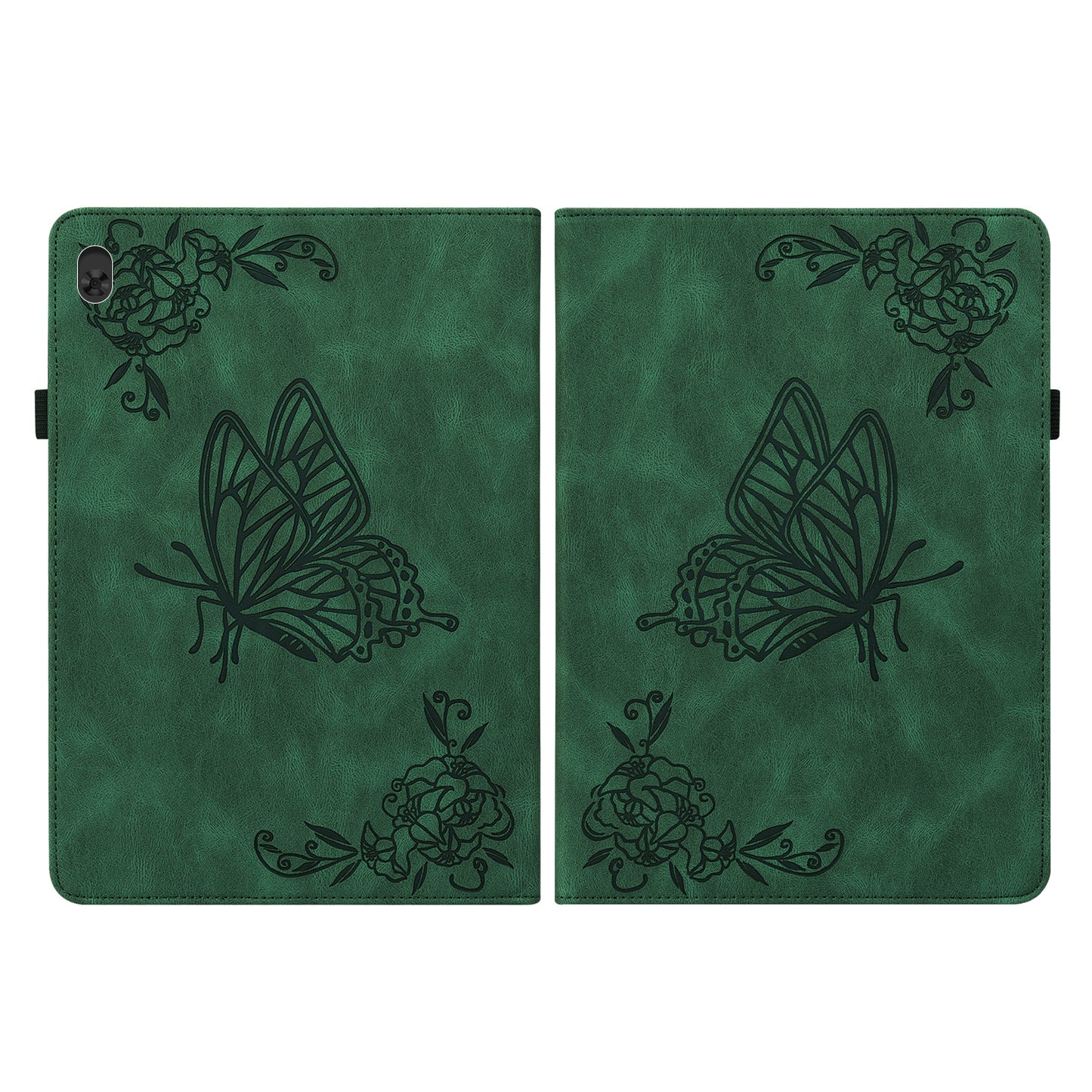 Viewing Stand Butterfly Flower Pattern Imprinting Leather Folio Cover with Elastic Band for Lenovo Tab M10 TB-X605F