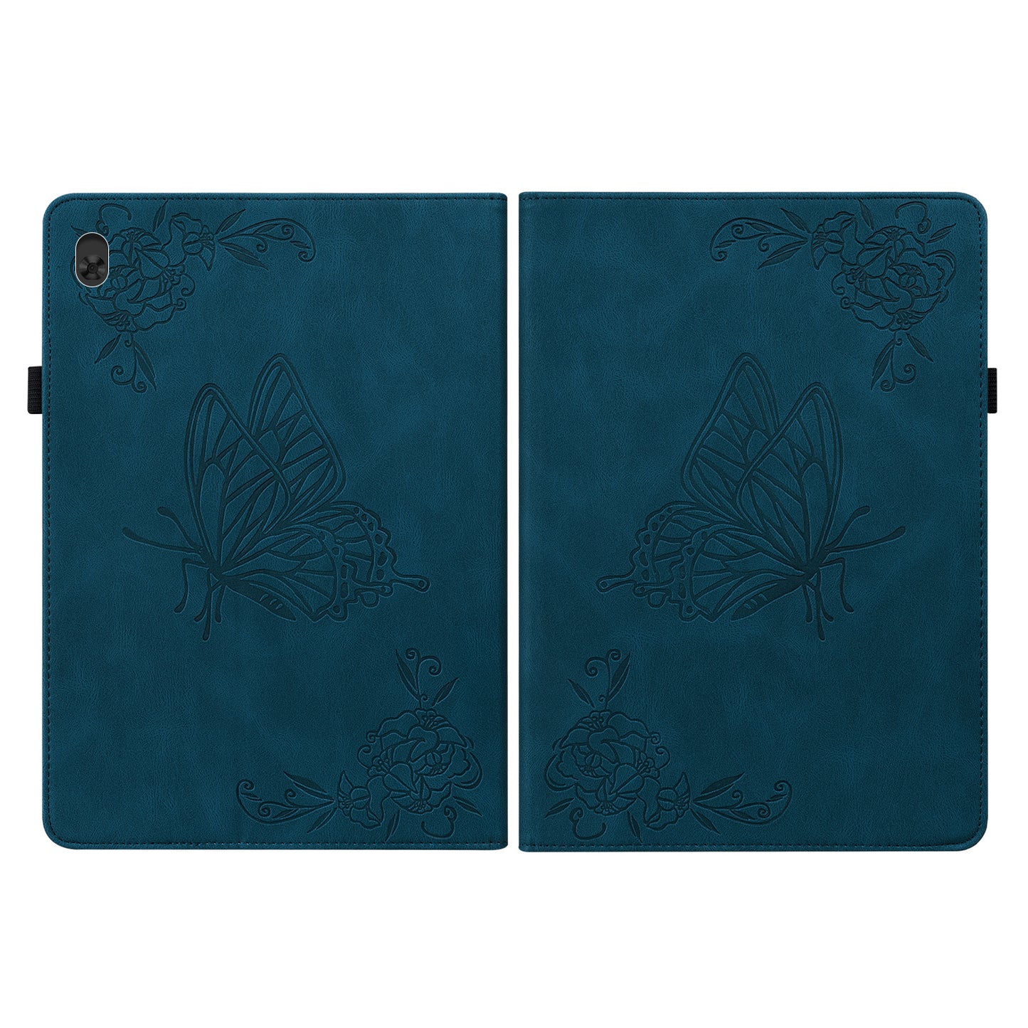 Viewing Stand Butterfly Flower Pattern Imprinting Leather Folio Cover with Elastic Band for Lenovo Tab M10 TB-X605F