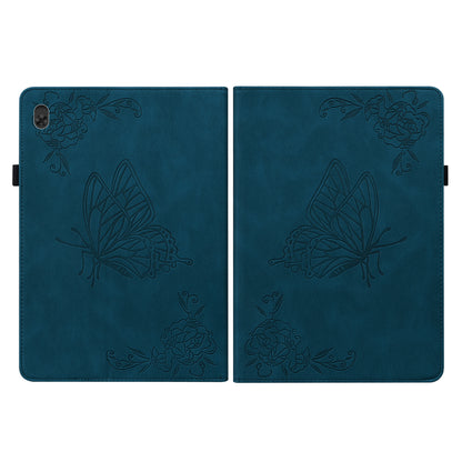 Viewing Stand Butterfly Flower Pattern Imprinting Leather Folio Cover with Elastic Band for Lenovo Tab M10 TB-X605F