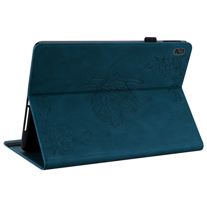 Viewing Stand Butterfly Flower Pattern Imprinting Leather Folio Cover with Elastic Band for Lenovo Tab M10 TB-X605F