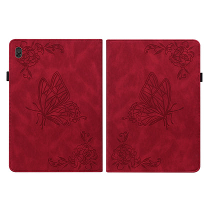 Viewing Stand Butterfly Flower Pattern Imprinting Leather Folio Cover with Elastic Band for Lenovo Tab M10 TB-X605F