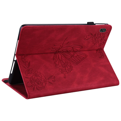 Viewing Stand Butterfly Flower Pattern Imprinting Leather Folio Cover with Elastic Band for Lenovo Tab M10 TB-X605F