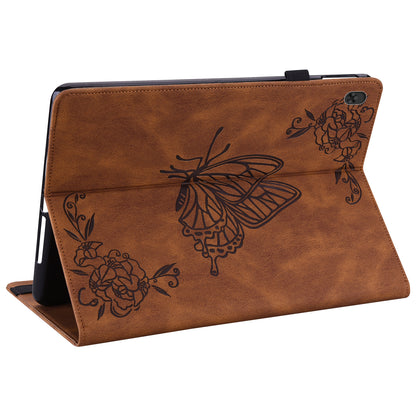 Viewing Stand Butterfly Flower Pattern Imprinting Leather Folio Cover with Elastic Band for Lenovo Tab M10 TB-X605F