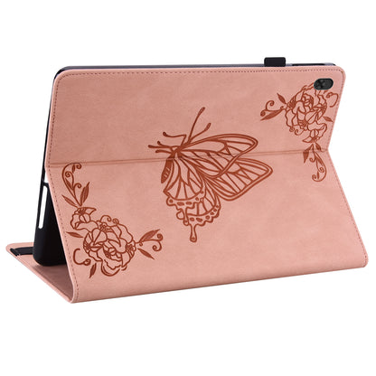 Viewing Stand Butterfly Flower Pattern Imprinting Leather Folio Cover with Elastic Band for Lenovo Tab M10 TB-X605F