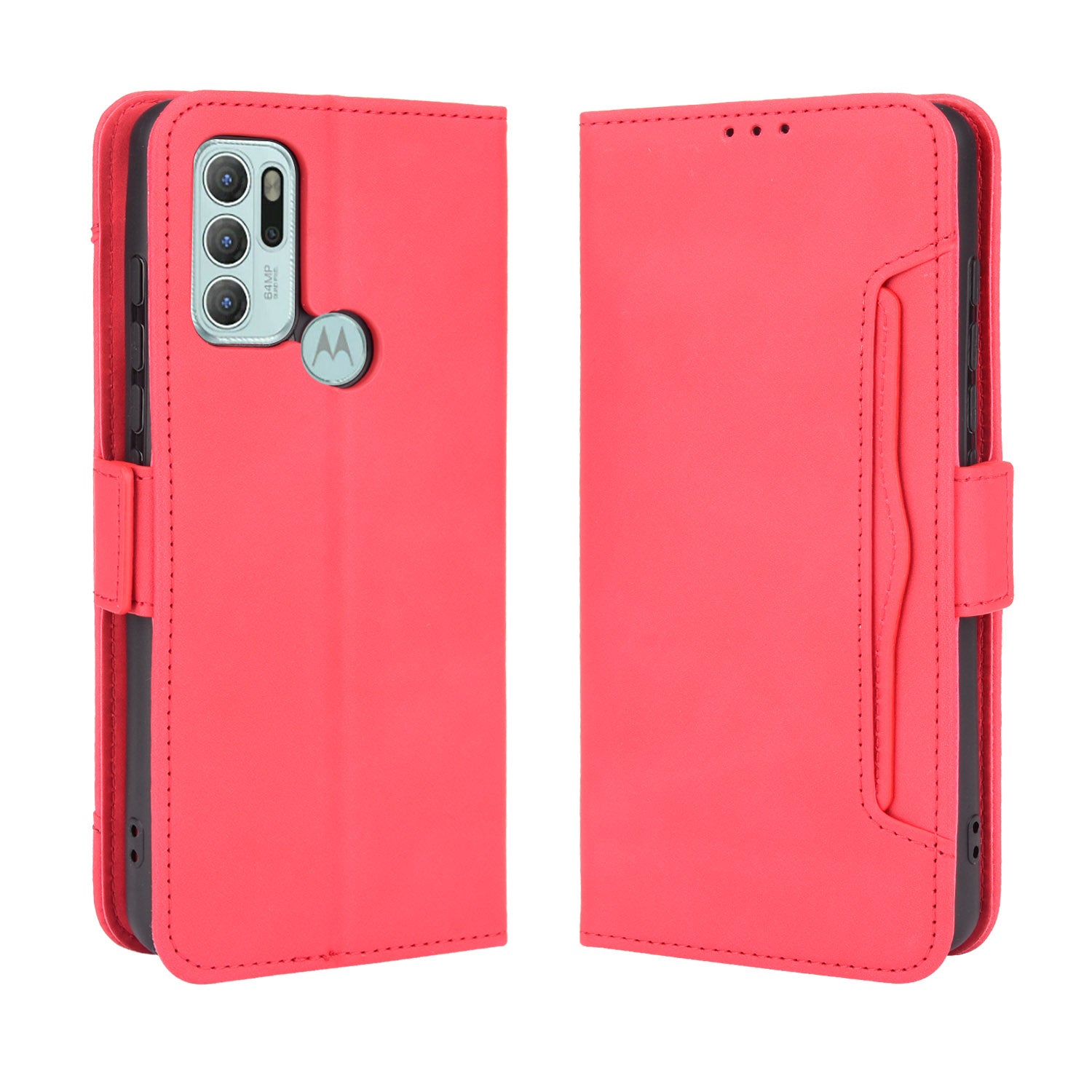 Anti-Drop Full Body Protection Multiple Card Slots PU Leather Phone Case Wallet Cover with Stand for Motorola Moto G60S