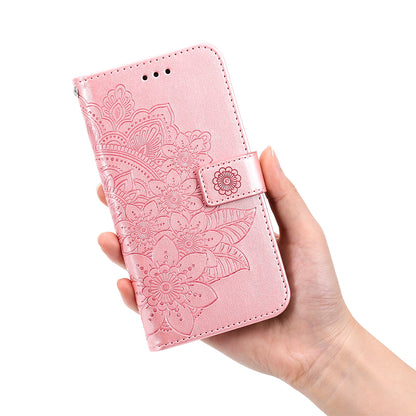 Shockproof Full Coverage Phone Flip Case Imprint Flower Pattern PU Leather Wallet Phone Cover with Wrist Strap for Motorola Moto G10/G30/G20/G10 Power