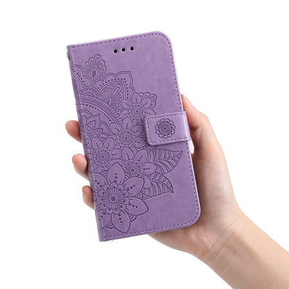 Shockproof Full Coverage Phone Flip Case Imprint Flower Pattern PU Leather Wallet Phone Cover with Wrist Strap for Motorola Moto G10/G30/G20/G10 Power