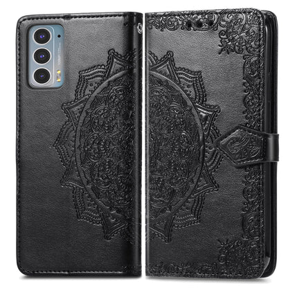 Mandala Flower Embossment Shockproof Leather Phone Stand Wallet Case Cover for Motorola Edge 20