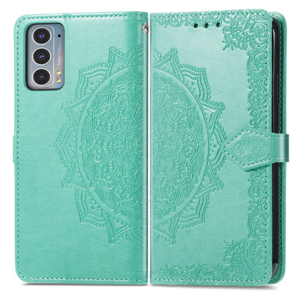 Mandala Flower Embossment Shockproof Leather Phone Stand Wallet Case Cover for Motorola Edge 20