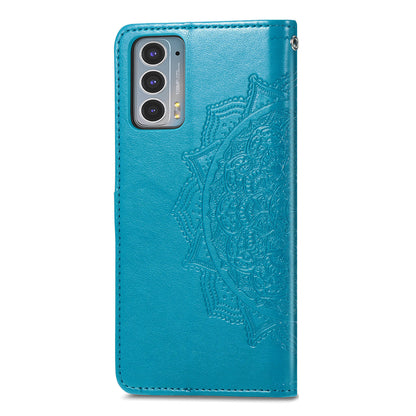 Mandala Flower Embossment Shockproof Leather Phone Stand Wallet Case Cover for Motorola Edge 20