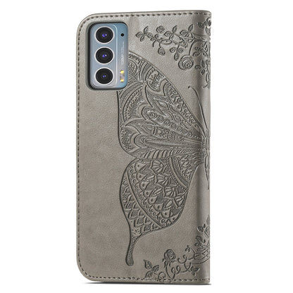 Imprinting Butterfly Flower Wallet Stand PU Leather Phone Case Cover for Motorola Edge 20