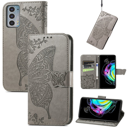 Imprinting Butterfly Flower Wallet Stand PU Leather Phone Case Cover for Motorola Edge 20