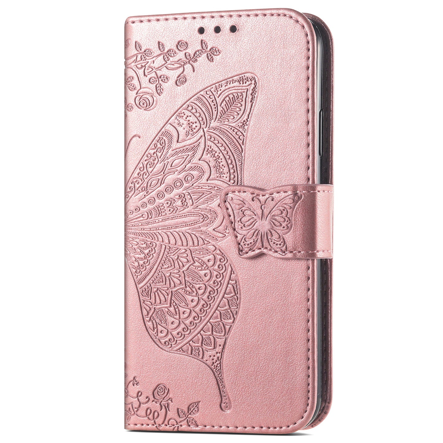 Imprinting Butterfly Flower Wallet Stand PU Leather Phone Case Cover for Motorola Edge 20