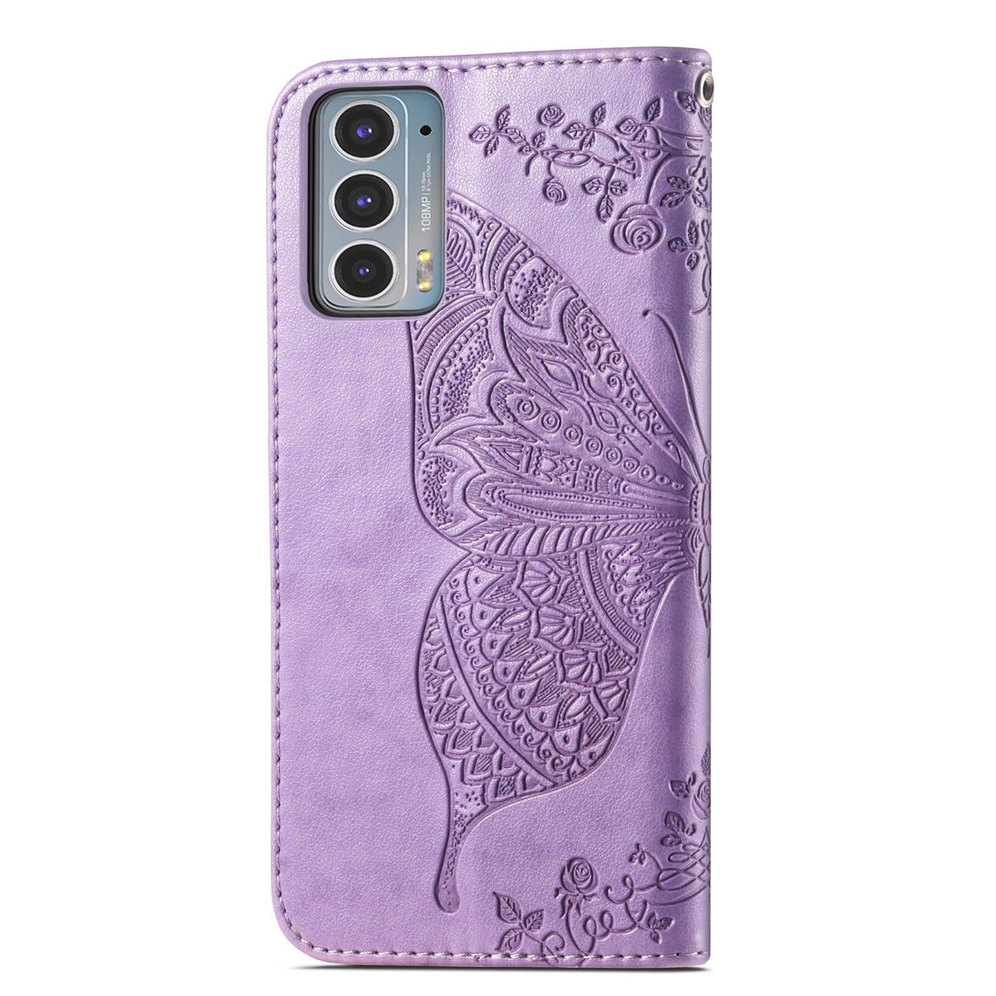 Imprinting Butterfly Flower Wallet Stand PU Leather Phone Case Cover for Motorola Edge 20