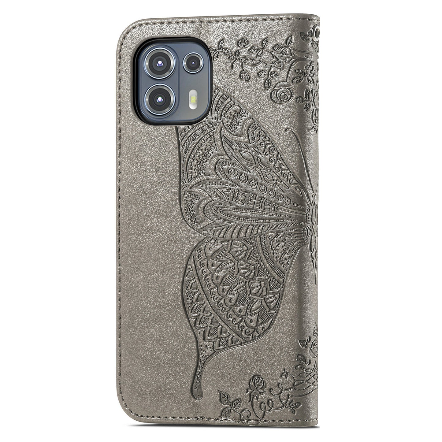 Imprinted Butterfly Flower Pattern Leather Wallet Stand Phone Cover Case for Motorola Edge 20 Lite