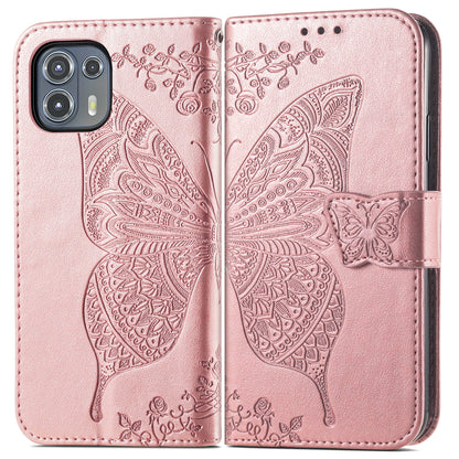 Imprinted Butterfly Flower Pattern Leather Wallet Stand Phone Cover Case for Motorola Edge 20 Lite