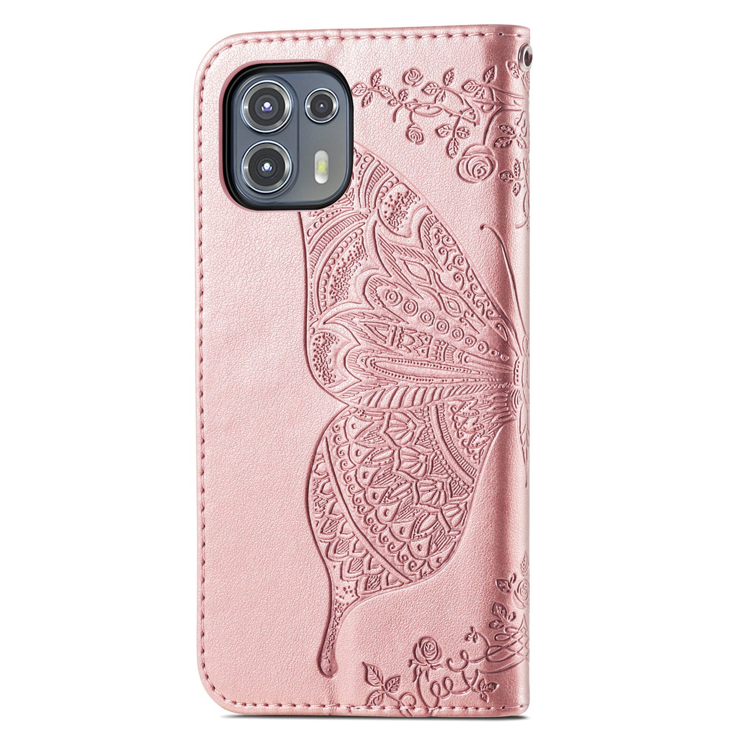 Imprinted Butterfly Flower Pattern Leather Wallet Stand Phone Cover Case for Motorola Edge 20 Lite