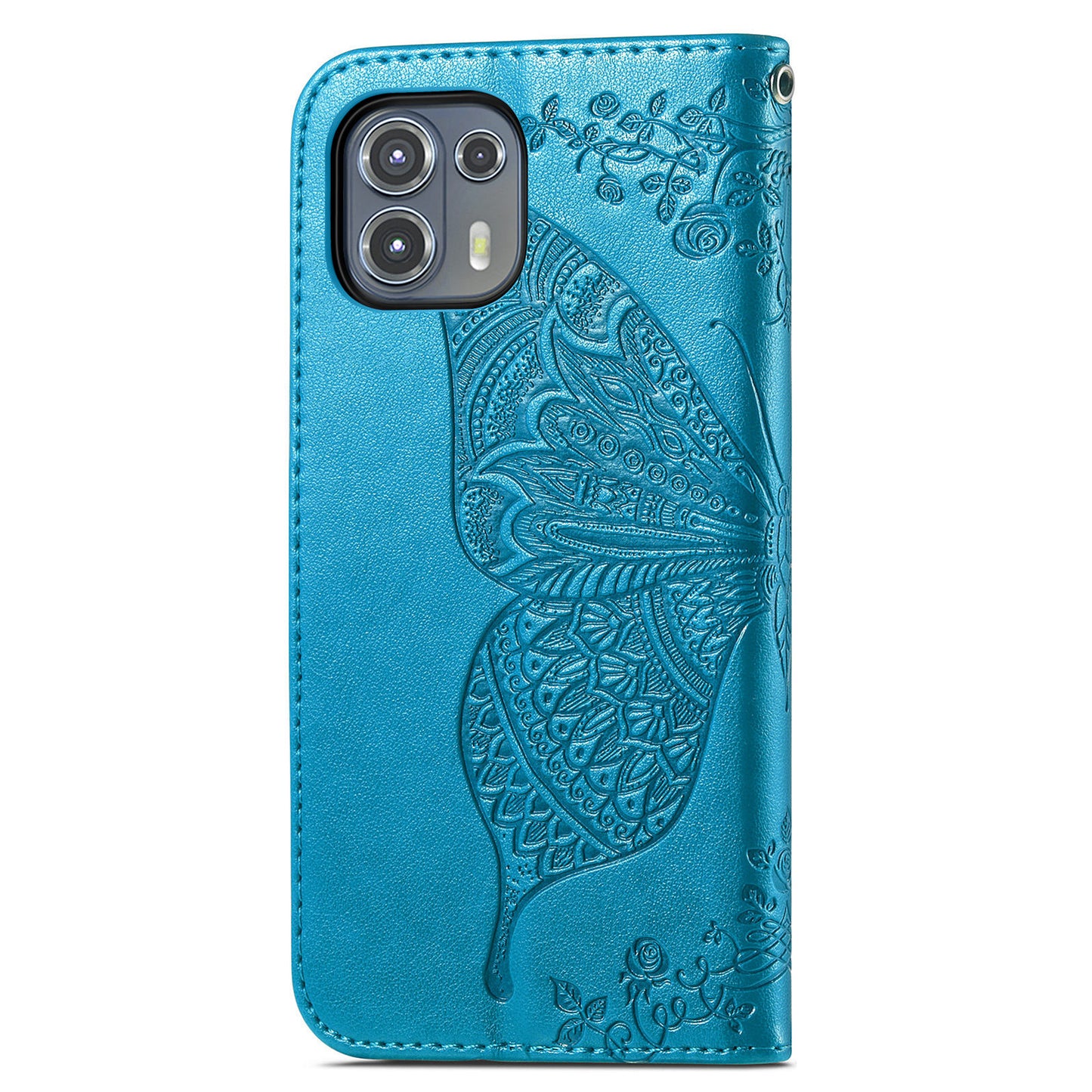 Imprinted Butterfly Flower Pattern Leather Wallet Stand Phone Cover Case for Motorola Edge 20 Lite